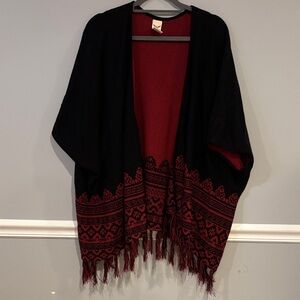 Faded Glory Red and Black Knit sweater/poncho
